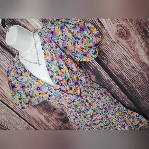 Zara Floral Puff Sleeve Dress Size XS NWT - Picture 2 of 7